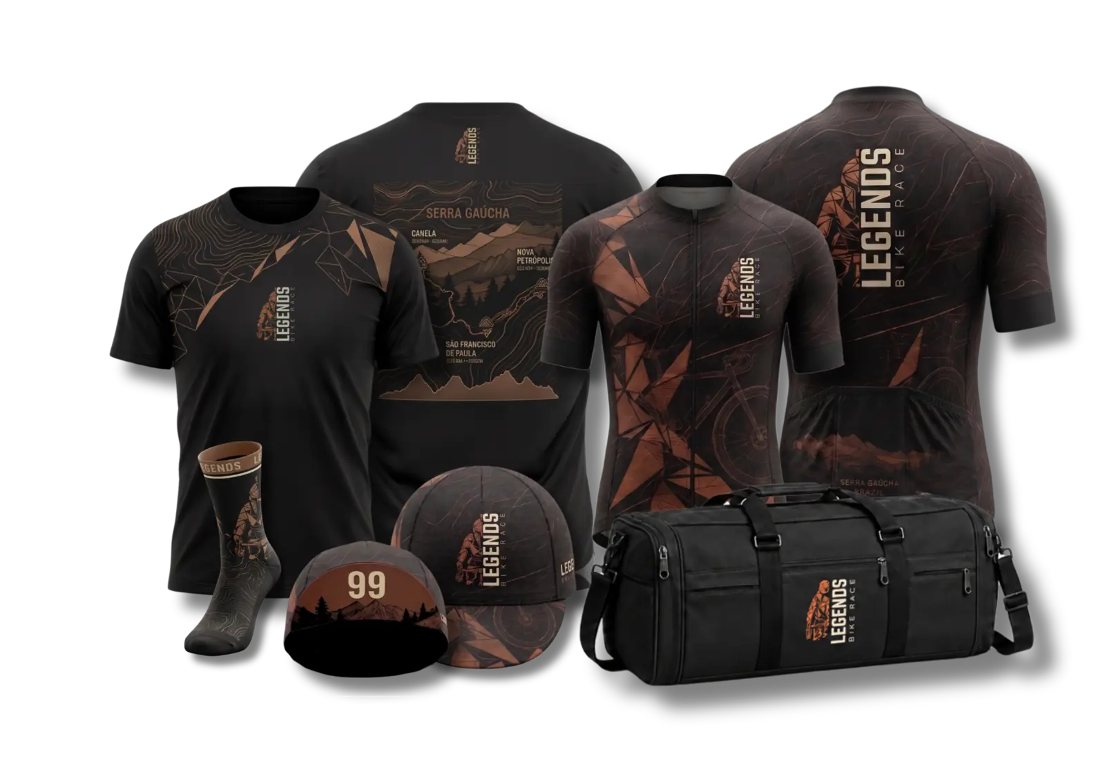 Kit oficial da prova Legends Ultimate com vestuário e acessórios